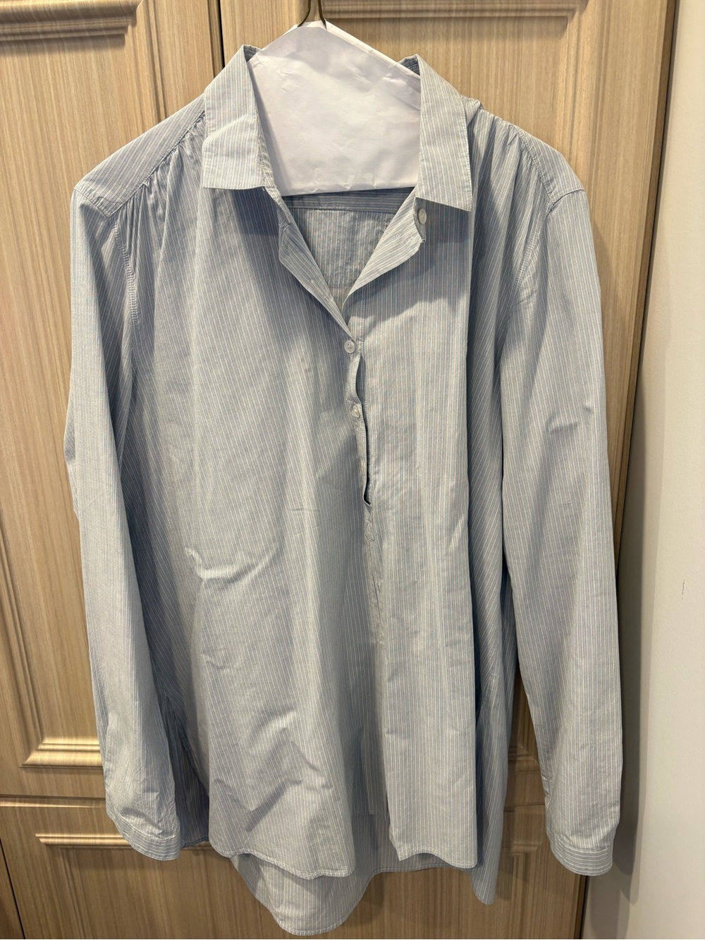 Burberry Brit Light Blue Thin Pinstripe Dress Shirt Size XL